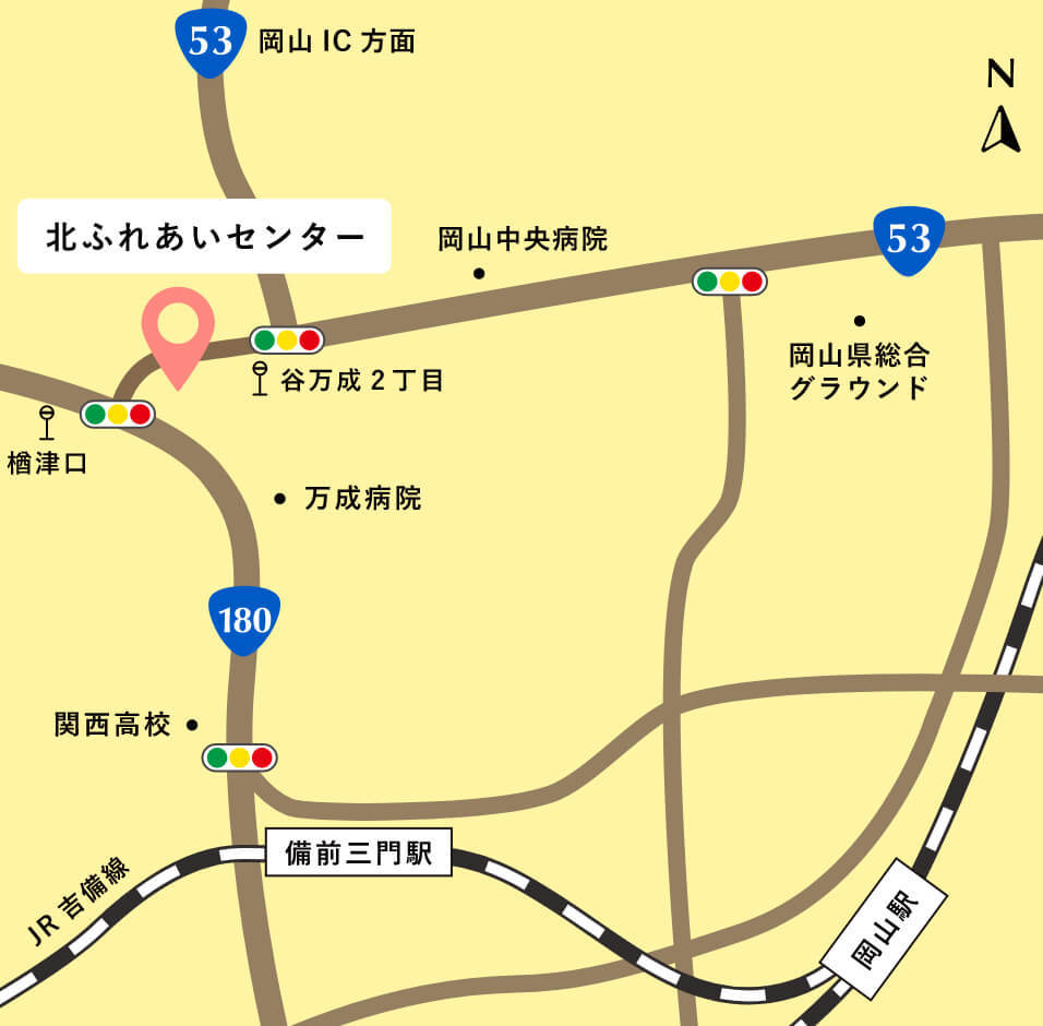 北ふれあいセンターの周辺地図