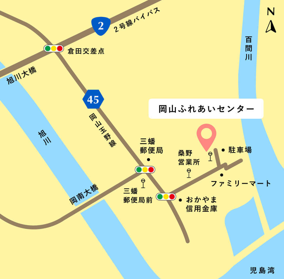 岡山ふれあいセンターの周辺地図