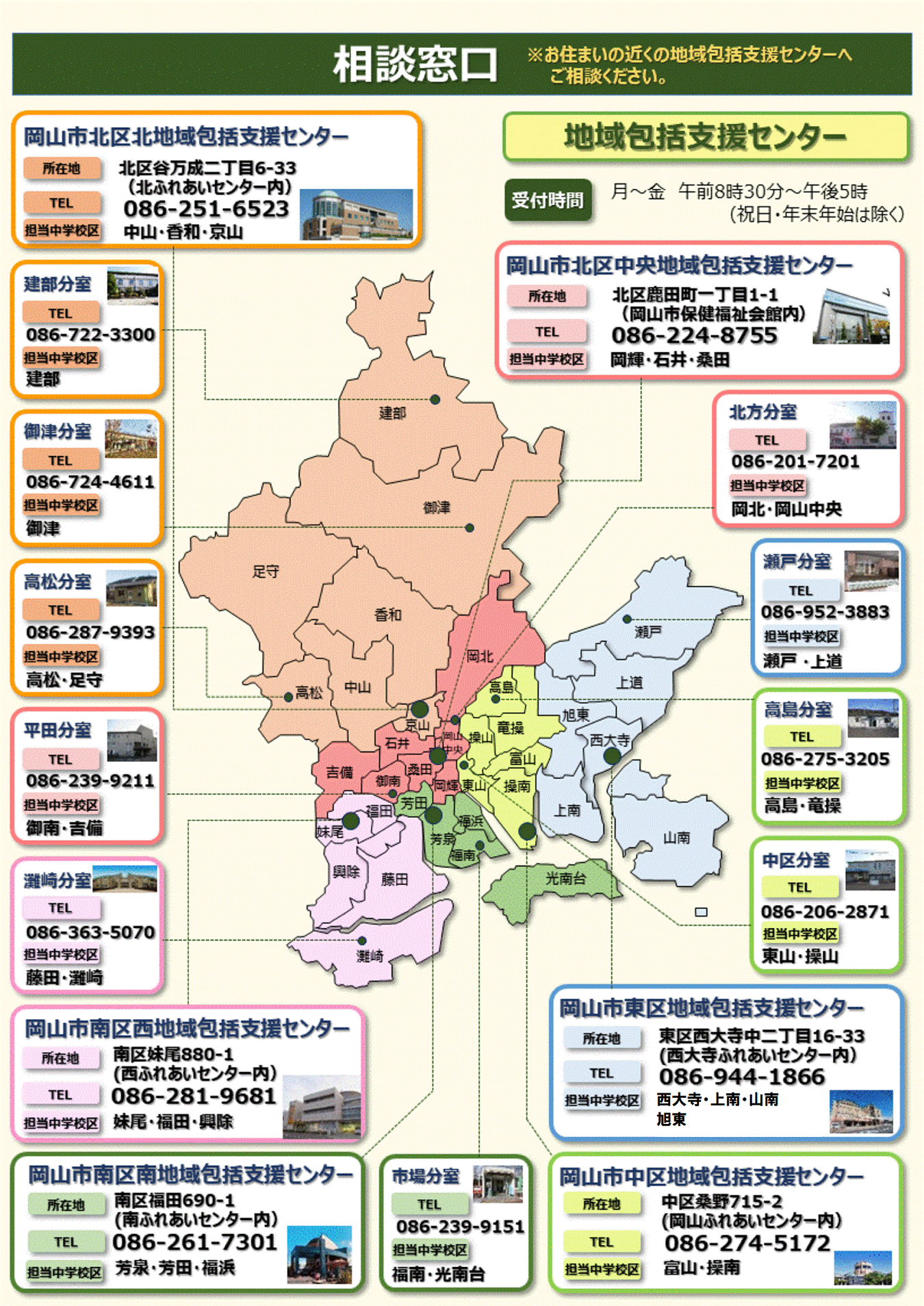 地域包括支援センターの地図