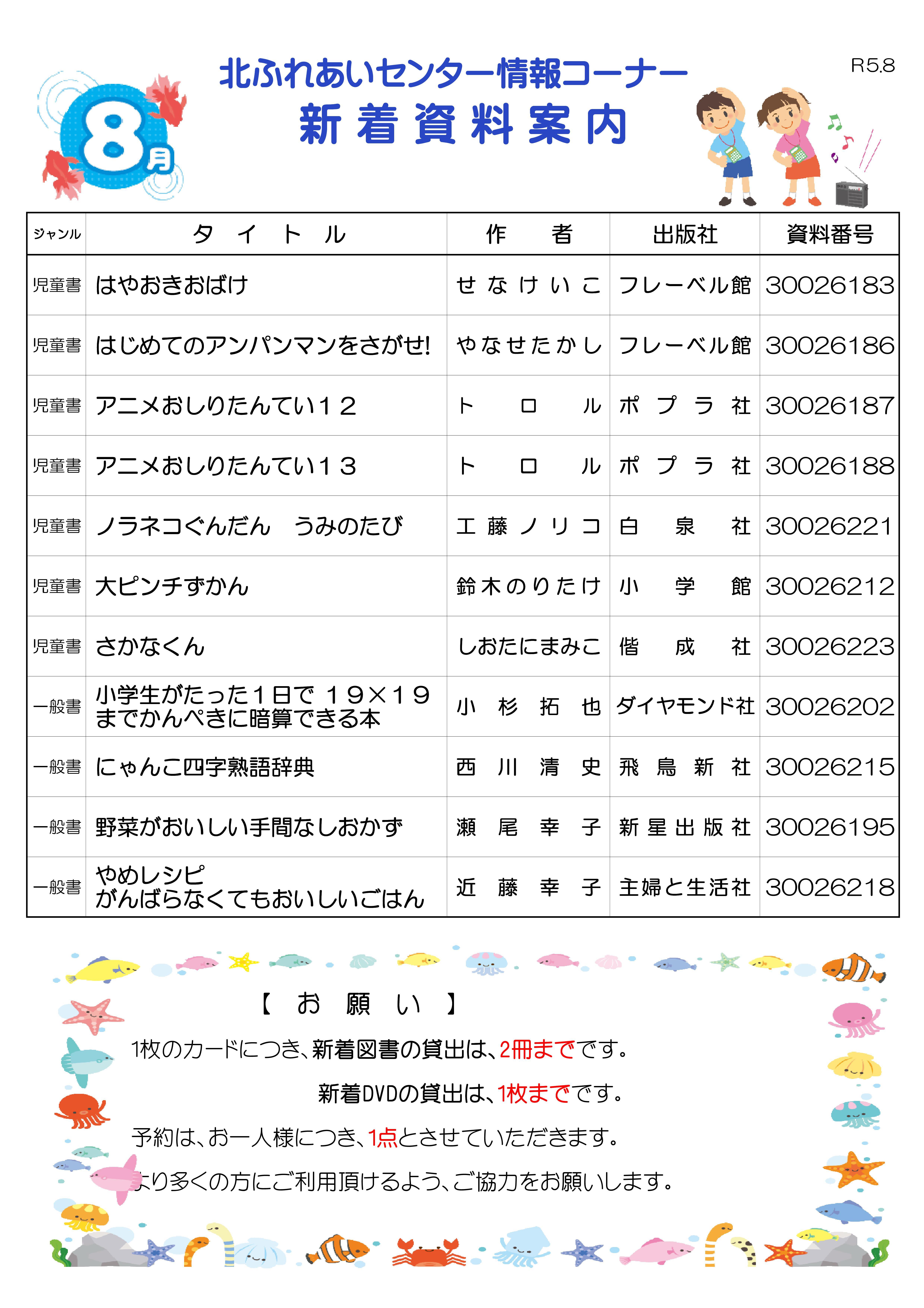 8月新着案内