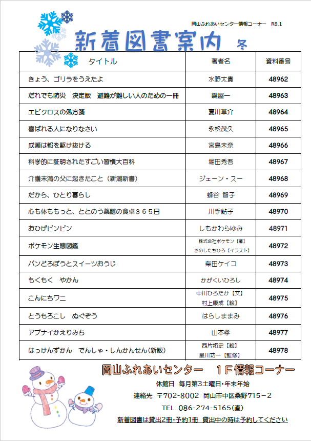 1月新着図書の案内