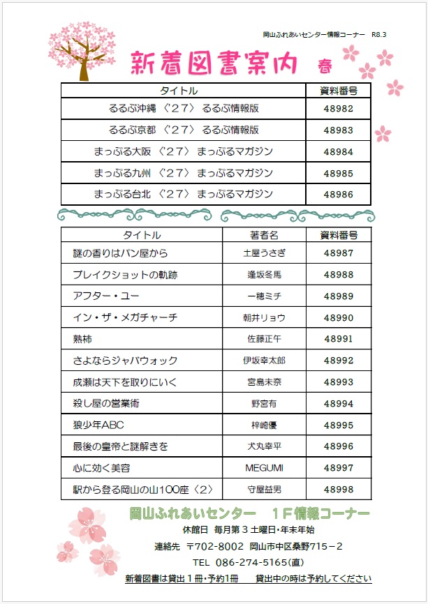 3月新着図書の案内