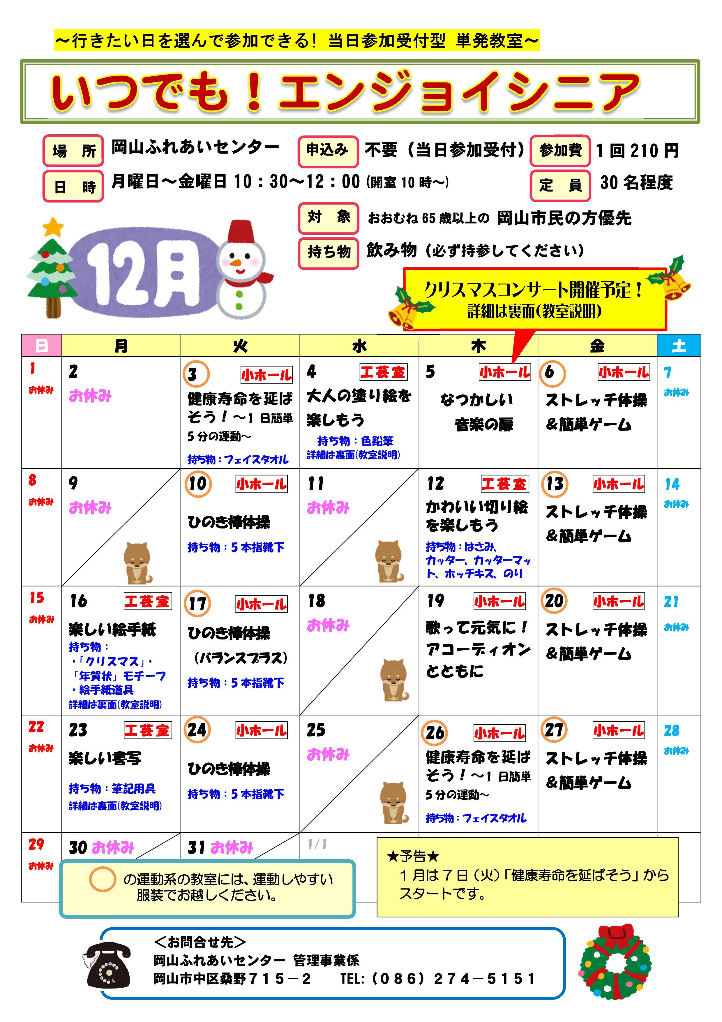 いつでも！エンジョイシニア12月のちらし