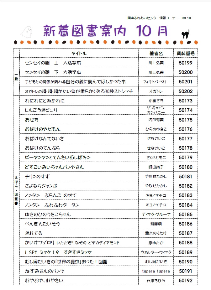 令和8年度10月分新着図書